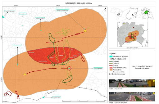 Figura 3 - Intersecção da área de influência das ciclovias nas regiões mais nobres. Fonte: LINS, 2020, p. 76.