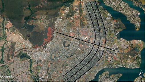 Figura 1 - Mapa de Brasília (Topo) Fonte: Google Earth com edição do autor, 2022